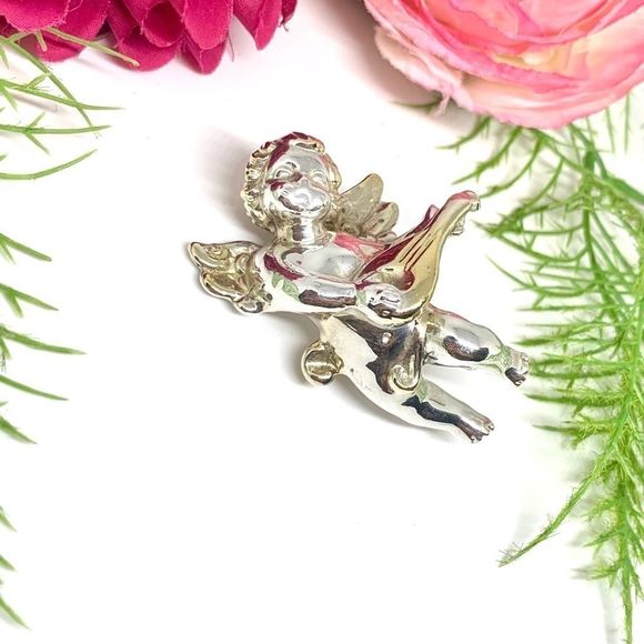 VINTAGE⚜️Sterling Artisan SAM PHILIPE Cherub Pin - Picture 4 of 14